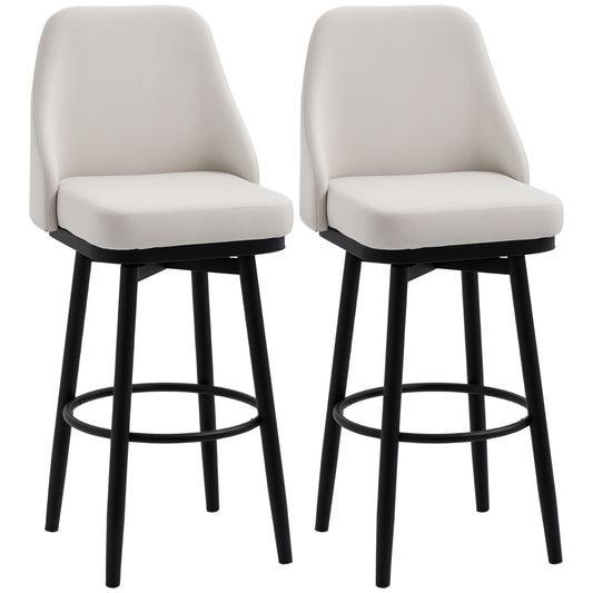 cream white bar stools set of 2 with swivel seat and steel legs