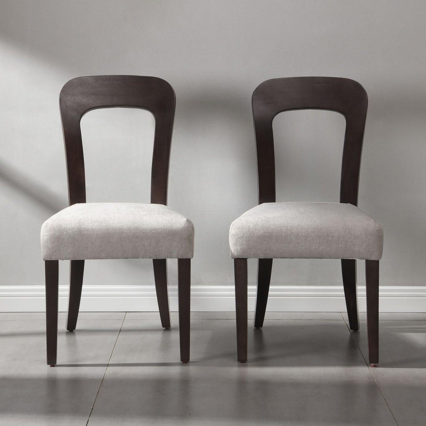 Gray upholstered dining chair set of 2