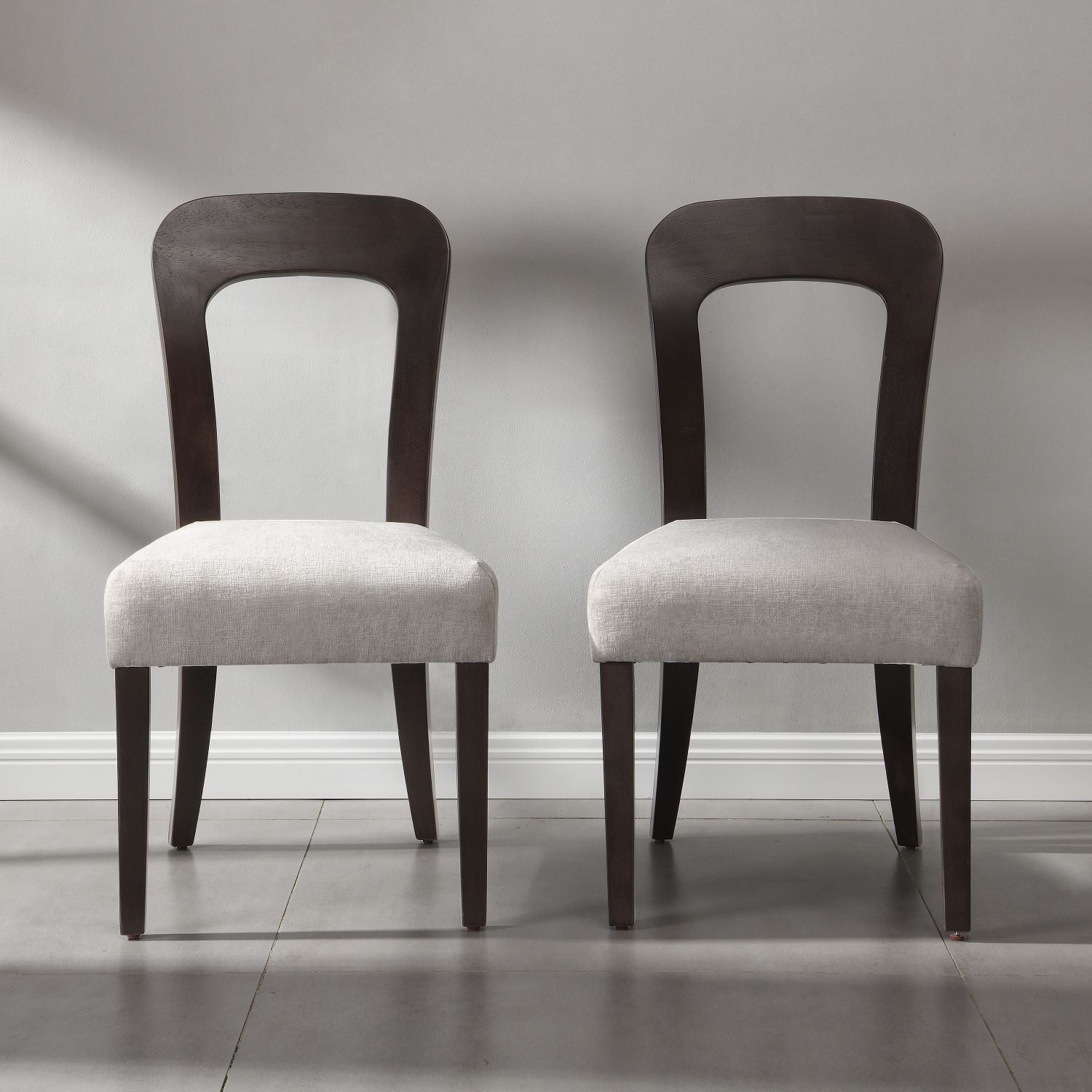 Gray upholstered dining chair set of 2