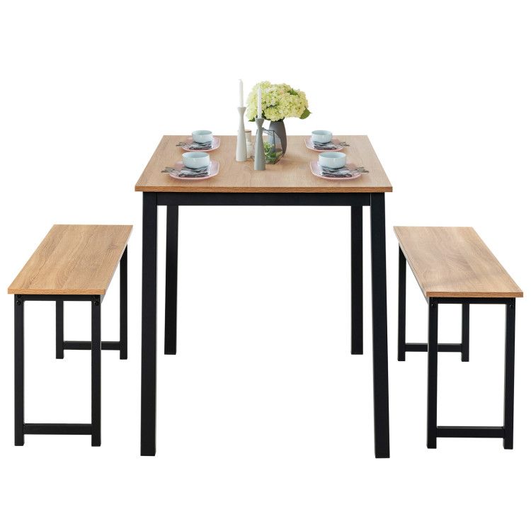 Rustic 44-inch wood dining table with steel frame