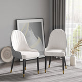 Modern white and gray PU leather dining chairs set of 2