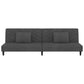 Dark gray velvet 2-seater sofa bed with pillows