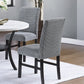 Modern dining chairs with textured fabric and solid wood frame