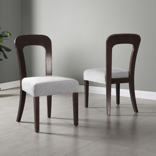 Gray upholstered dining chair set of 2