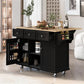 Black kitchen island cart with wooden drop-leaf countertop