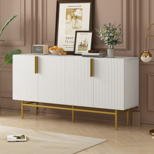 Modern elegant 4-door sideboard cabinet with gold handles