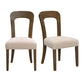 Beige upholstered dining chair set of 2 with rubberwood frame
