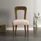 Beige upholstered dining chair set of 2 with rubberwood frame
