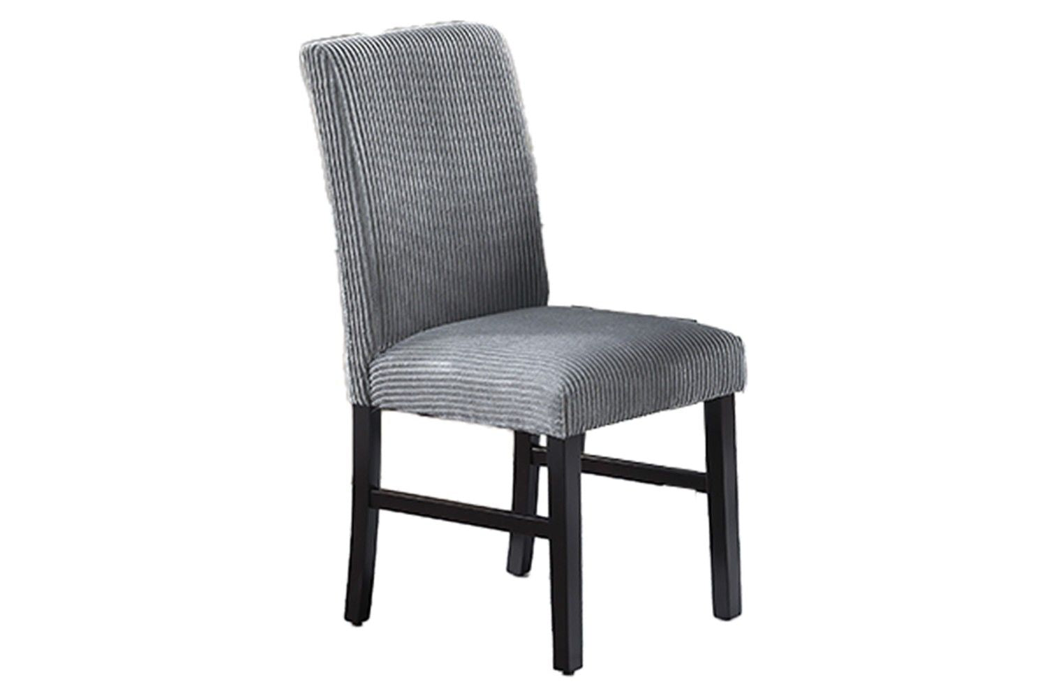 Modern dining chairs with textured fabric and solid wood frame
