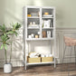 Heavy duty metal storage cabinet with glass doors for living room or office