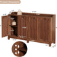 Farmhouse sideboard with arched grille doors and wood finish