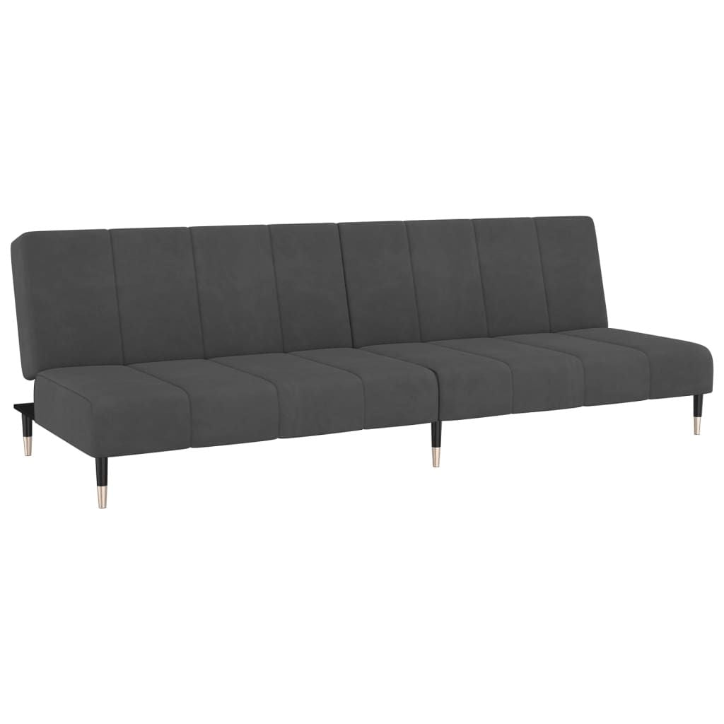 Dark Gray Velvet 2-Seater Sofa Bed with adjustable backrests