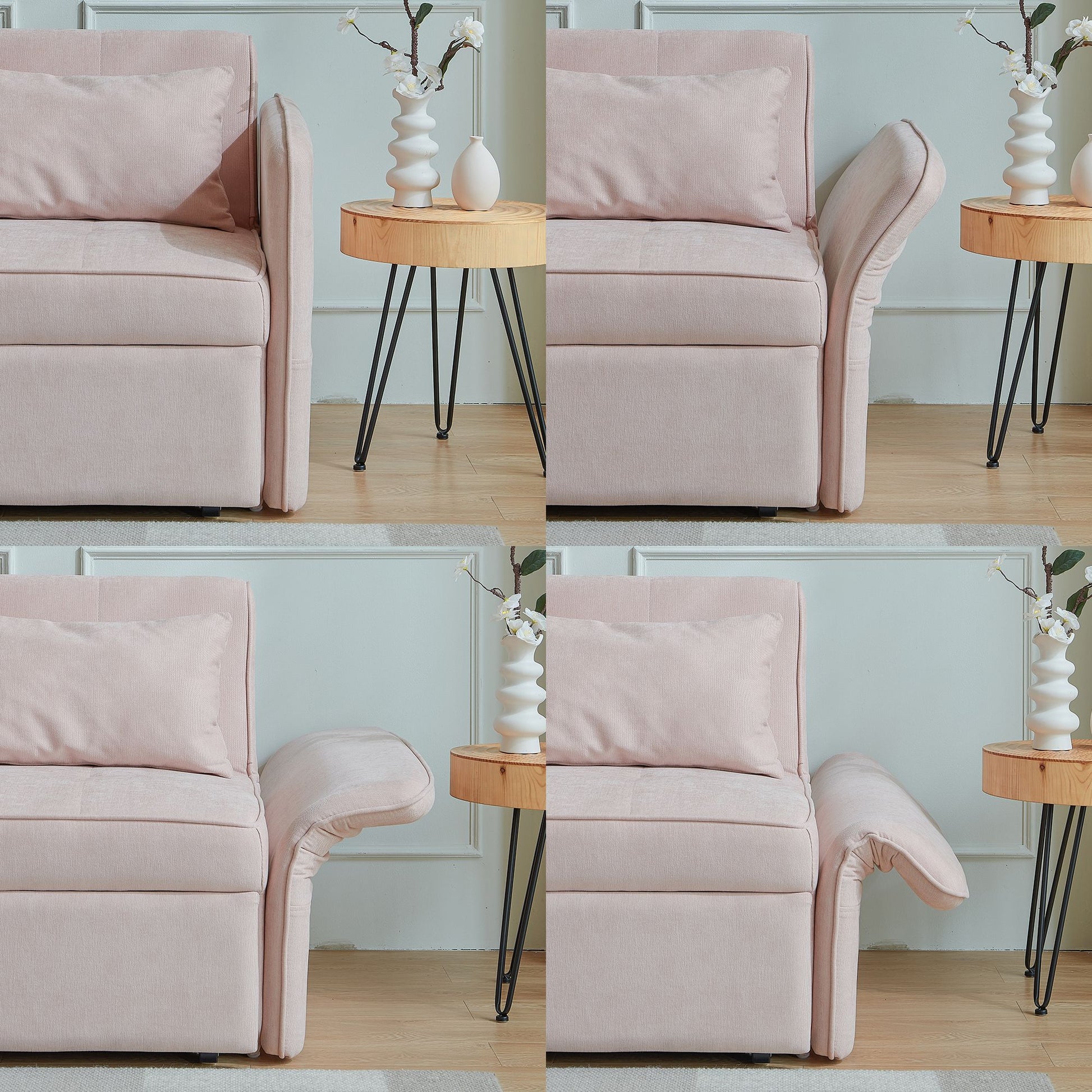 Chenille Fabric Pull-Out Sleeper Loveseat Sofa in Yellow