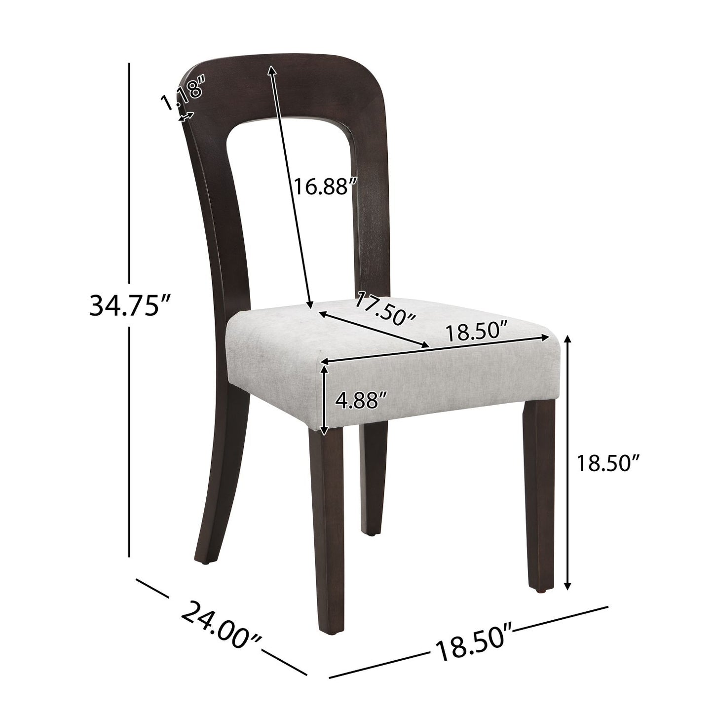 Gray upholstered dining chair set of 2
