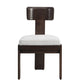 Gray upholstered dining chair set of 2 with dark brown legs