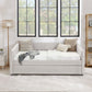 Beige full-size upholstered daybed with pull-out trundle