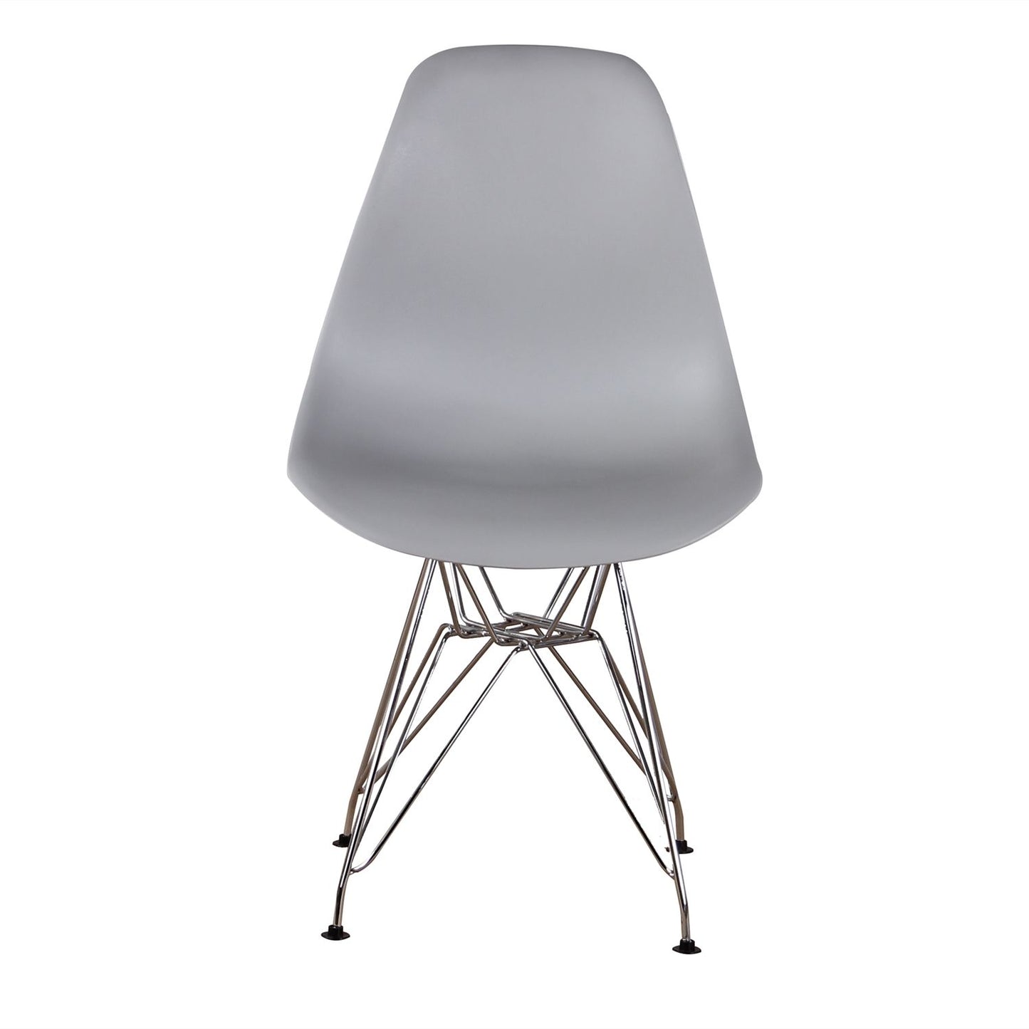 Set of 4 modern white shell dining chairs with walnut legs