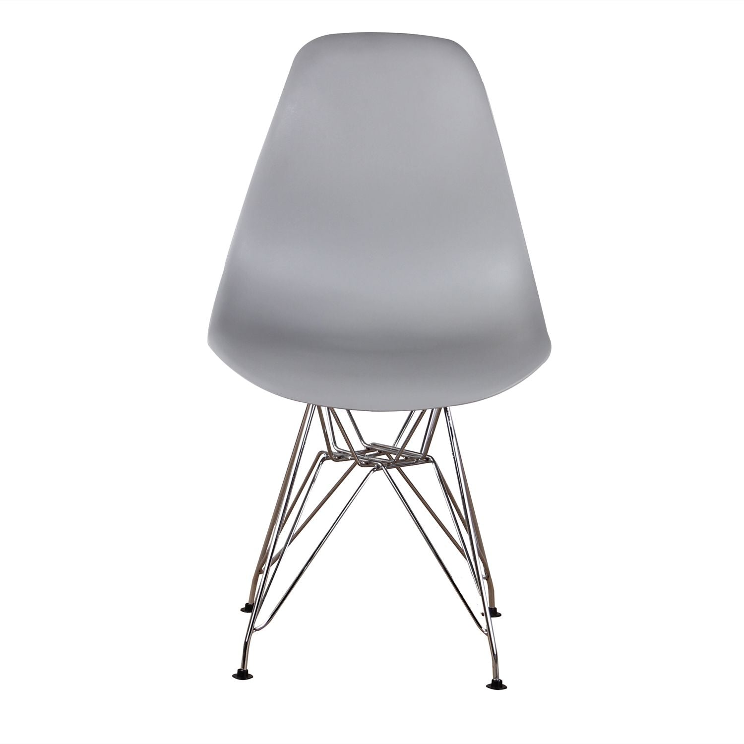 Set of 4 modern white shell dining chairs with walnut legs