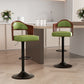 Modern walnut and black swivel bar stool set of 2 with cushioned PU leather seat