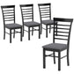 Wooden farmhouse dining chair set of 4 with upholstered gray seat