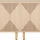 Natural wood freestanding storage sideboard with 4 doors