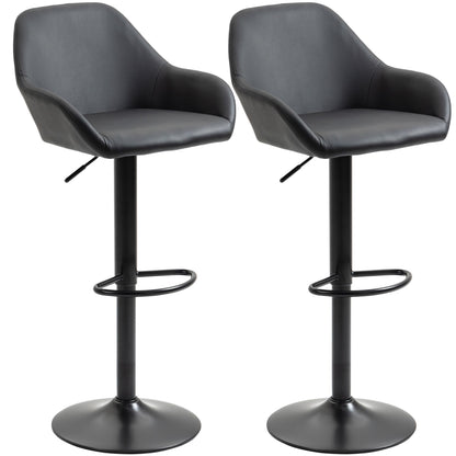 HOMCOM modern black swivel bar stool with back and footrest