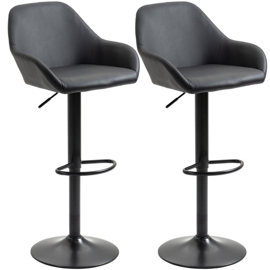 HOMCOM modern black swivel bar stool with back and footrest
