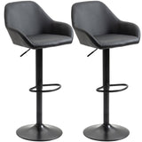 HOMCOM modern black swivel bar stool with back and footrest