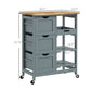 Overall Dimensions: 26.5'' W × 14.5'' D × 33.75'' H
Top Surface Thickness: Standard butcher block rubber wood
Weight Capacity:
Overall: 88 lbs
Each Shelf: 6.6 lbs
Each Drawer: 6.6 lbs