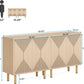 Natural wood freestanding storage sideboard with 4 doors