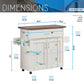 Techni Home deluxe kitchen island cart with water-resistant top