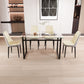 4-person rectangular glass dining table set with black metal legs