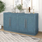 Modern 4-door buffet sideboard with silver handles