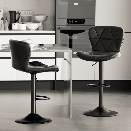 Modern faux leather swivel bar stools set of 2 with adjustable height