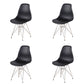 Set of 4 modern white shell dining chairs with walnut legs