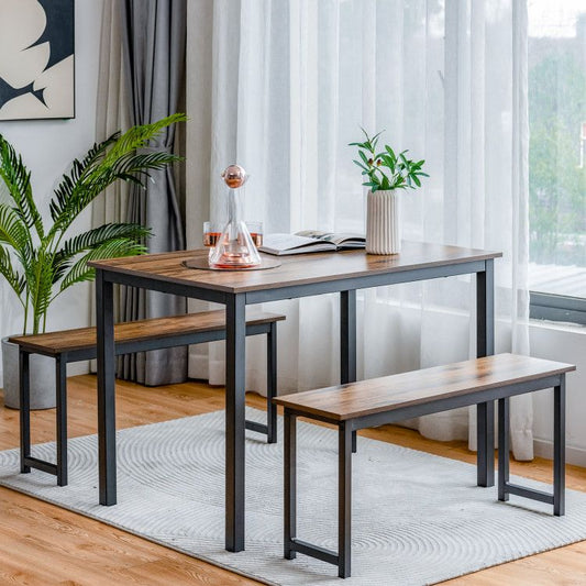 Rustic 44-inch wood dining table with steel frame