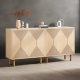 Natural wood freestanding storage sideboard with 4 doors