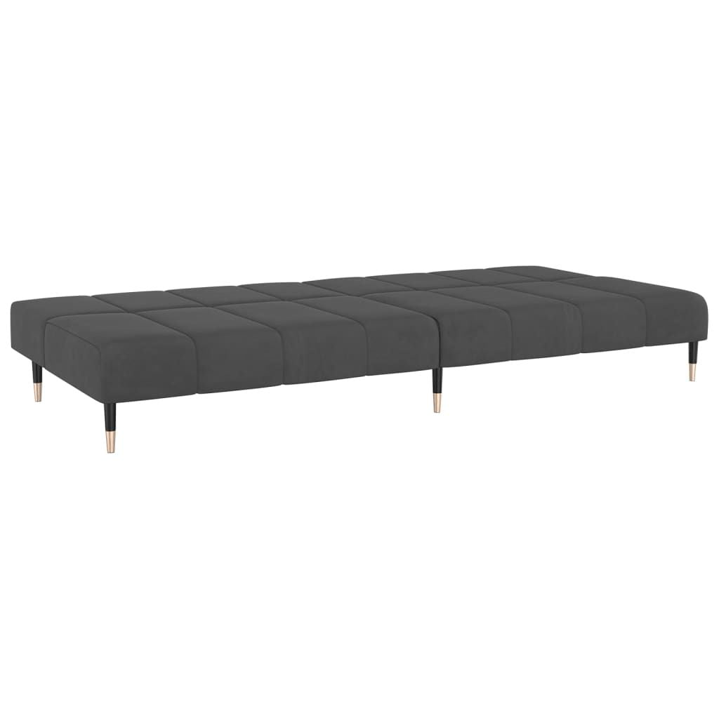 Dark Gray Velvet 2-Seater Sofa Bed with adjustable backrests