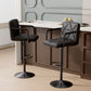 Set of 2 modern adjustable black PU leather bar stools with arms and swivel base
