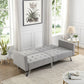 Light grey modern convertible sofa bed with split back design