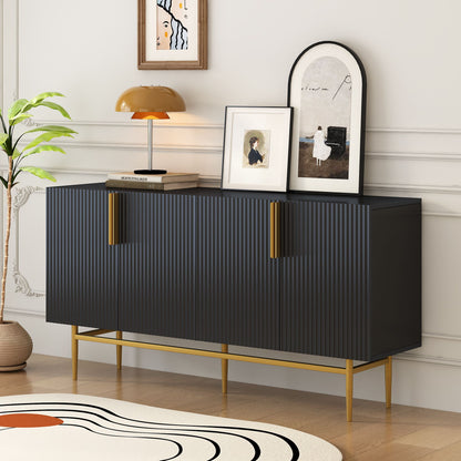 Modern elegant 4-door sideboard cabinet with gold handles