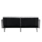 Light grey modern convertible sofa bed with split back design