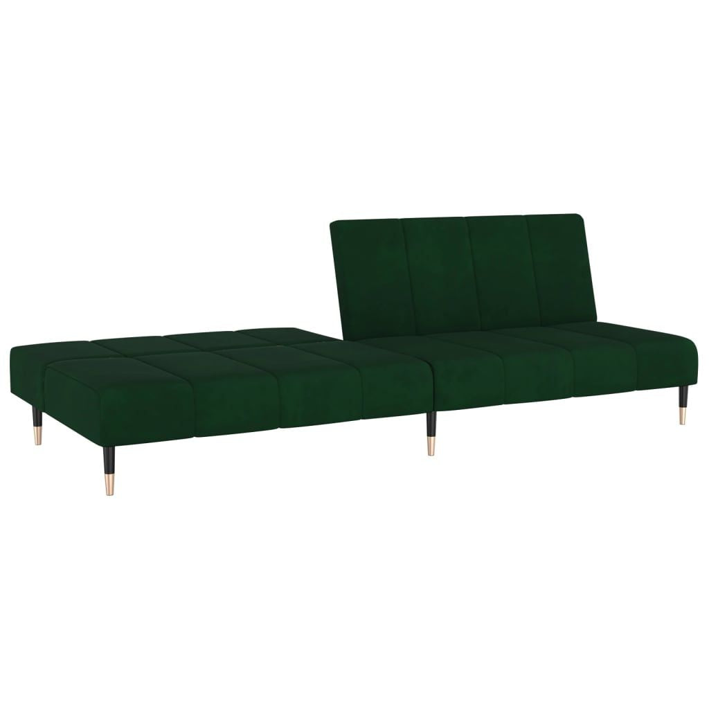 Dark Green Velvet 2-Seater Convertible Sofa Bed