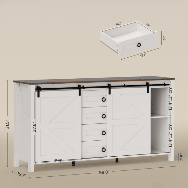 Farmhouse sideboard buffet cabinet with sliding barn doors