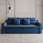 83" blue linen sleeper sofa bed with USB port and storage drawers
