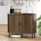 Nordic walnut sideboard buffet cabinet with tambour doors