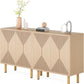 Natural wood freestanding storage sideboard with 4 doors