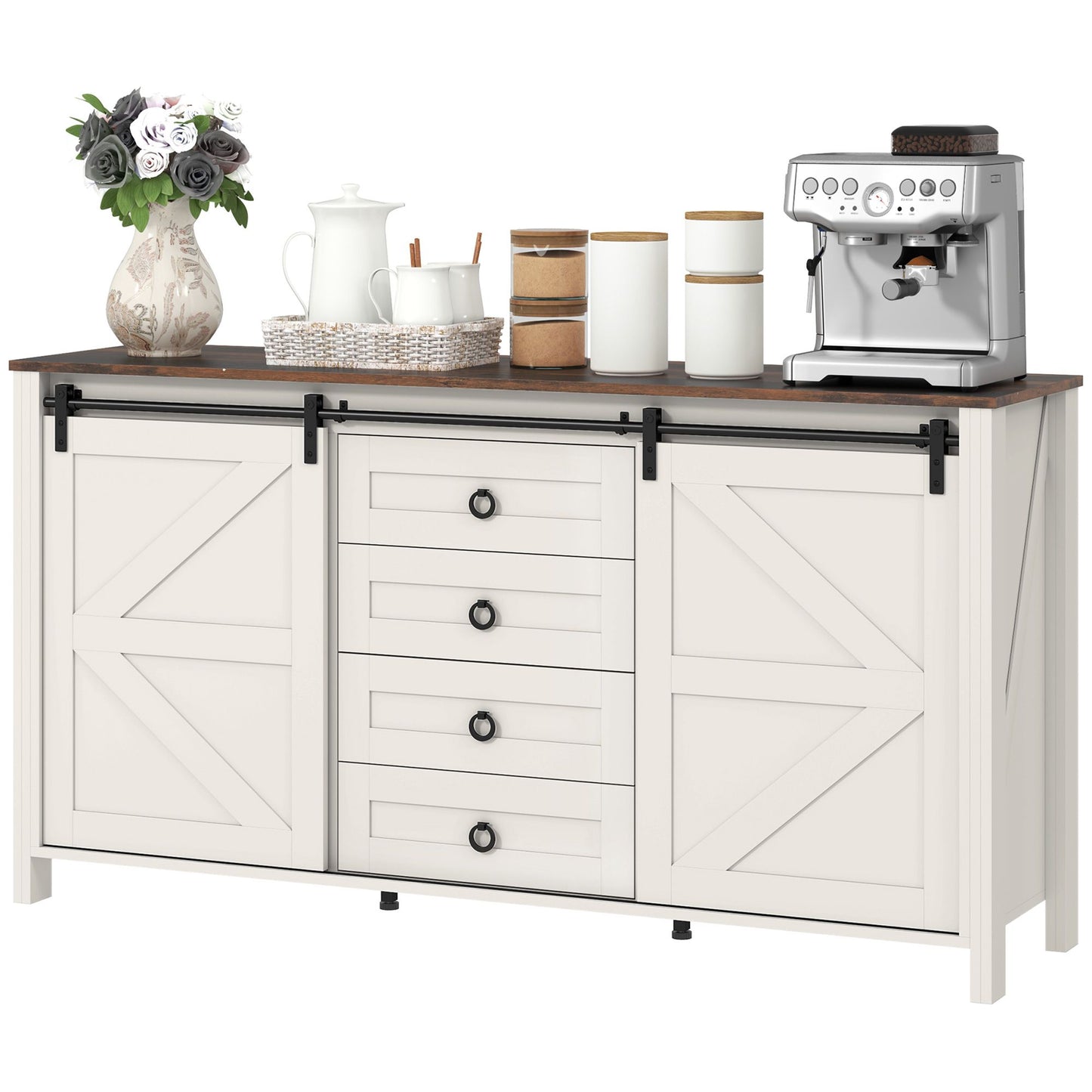  60-inch farmhouse buffet cabinet with barn doors 