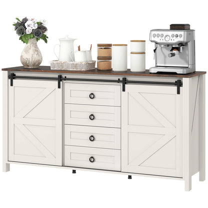  60-inch farmhouse buffet cabinet with barn doors 