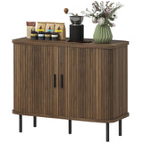 Nordic walnut sideboard buffet cabinet with tambour doors